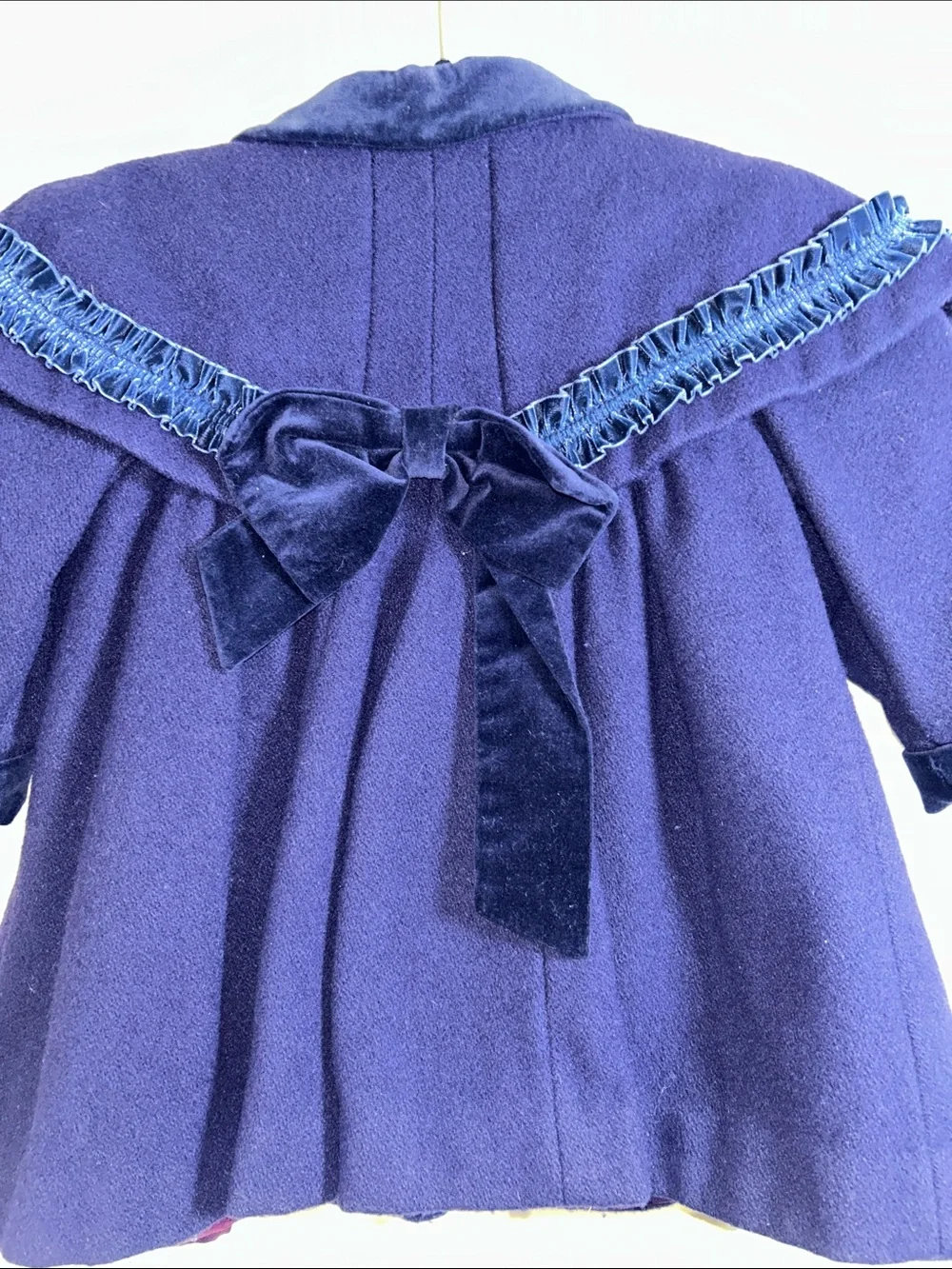 Rothschild Girls' Navy Wool Coat with Velvet Trim and Matching Hat
